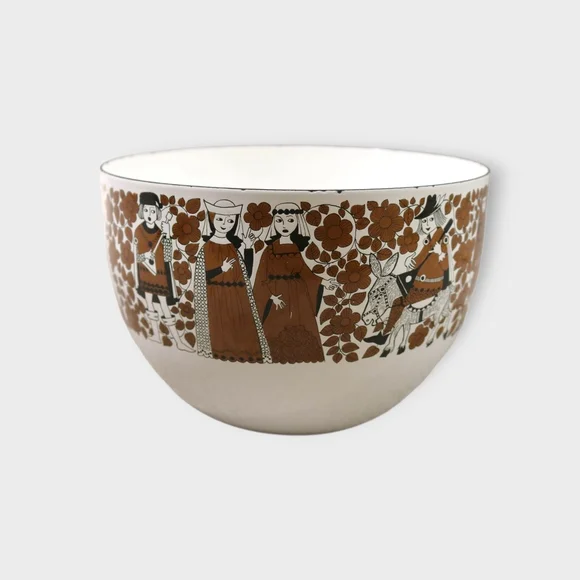 Vintage Arabia Finel Kaj Franck 'Ritari' Medieval Troubadour Enamel Bowl Finland - Picture 2 of 13